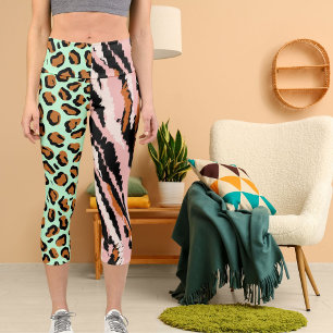 Personalized Big Cat Photo Pattern Wild Animal Capri Leggings