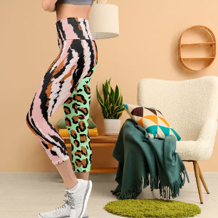 Personalized Big Cat Photo Pattern Wild Animal Capri Leggings