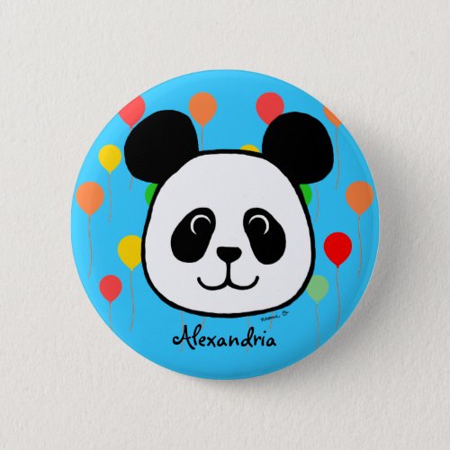 Personalized Big Face Panda Cartoon Pinback Button