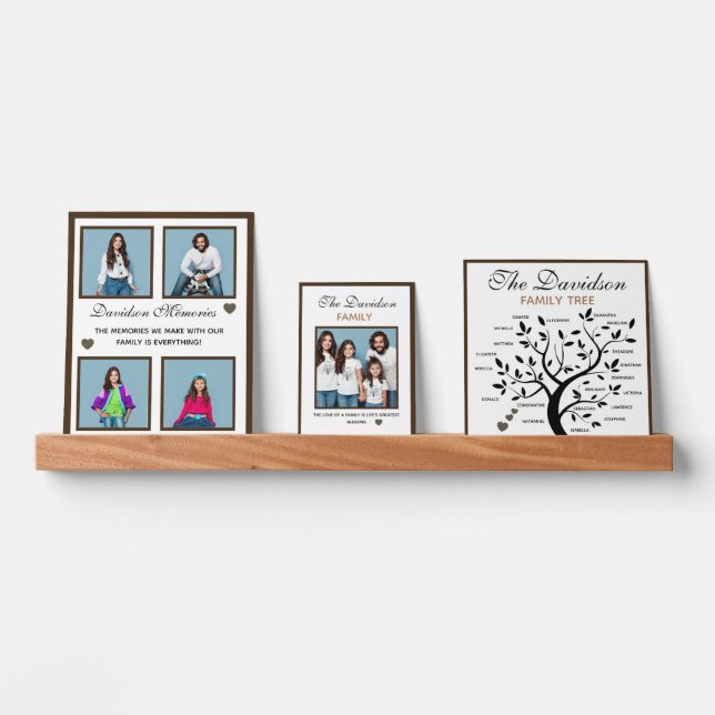 Personalized Big Family Tree (20 names) + 5 Photos Picture Ledge (Front)