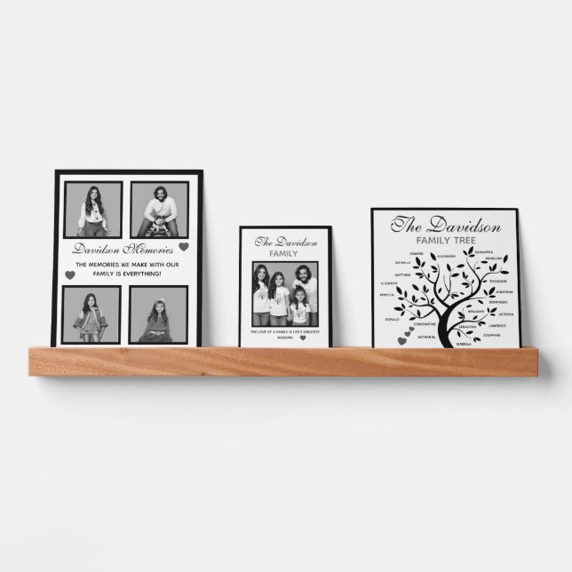 Personalized Big Family Tree (20 names) + 5 Photos Picture Ledge (Front)