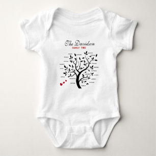 Personalized Big Family Tree (20 names) Baby Bodysuit