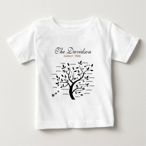 Personalized Big Family Tree 20 names Baby T_Shirt