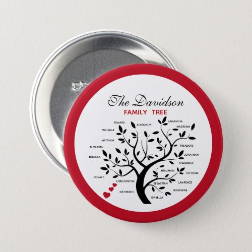 Personalized Big Family Tree 20 names Button