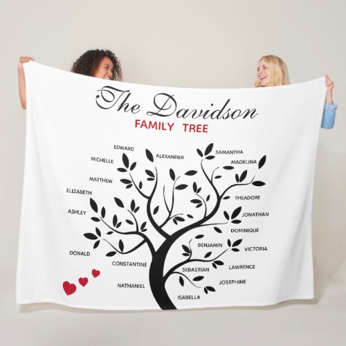 Personalized Big Family Tree 20 names  Fleece Blanket