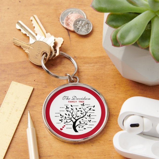 Personalized Big Family Tree (20 names) Keychain (Desk)