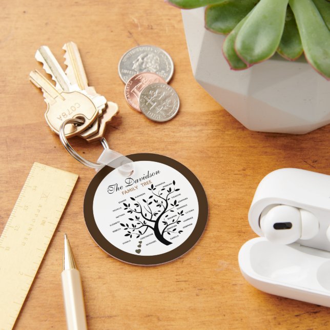 Personalized Big Family Tree (20 names) Keychain (Desk)