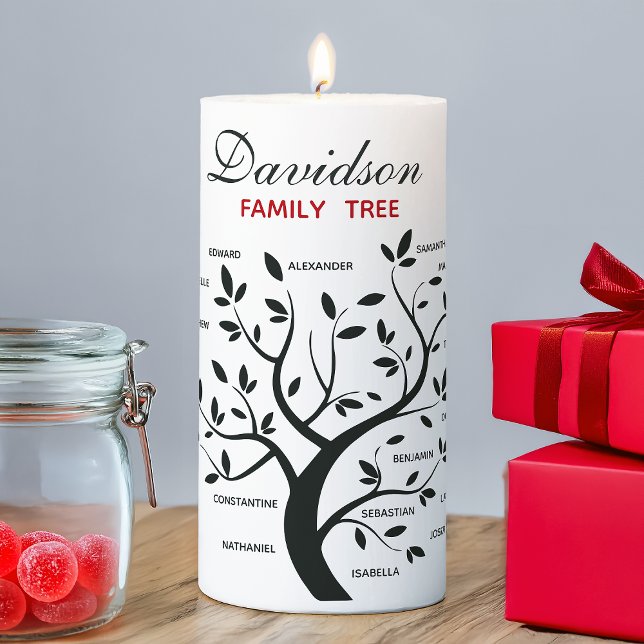 Personalized Big Family Tree (20 names) Pillar Candle (Creator Uploaded)