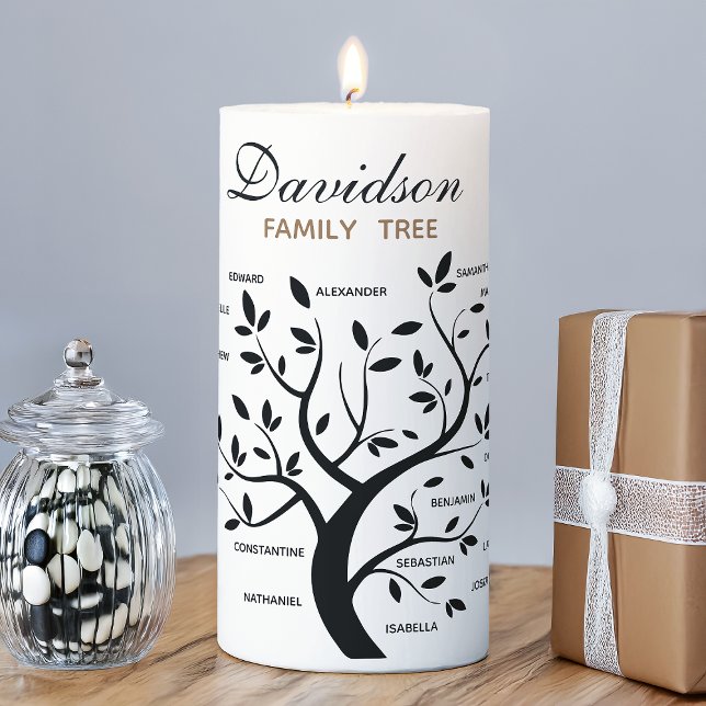 Personalized Big Family Tree (20 names) Pillar Candle (Creator Uploaded)