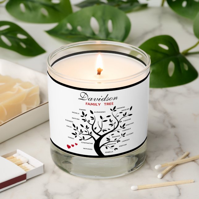 Personalized Big Family Tree (20 names) Scented Candle (Lit)