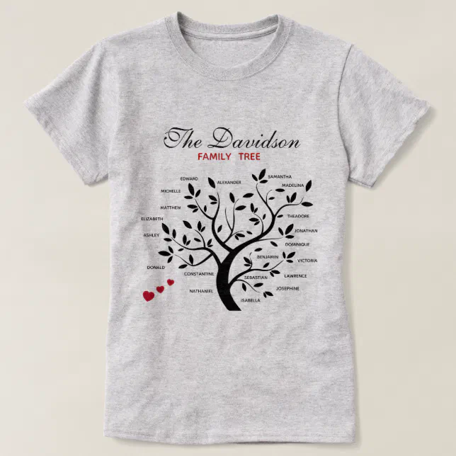 Personalized Big Family Tree (20 names) T-Shirt | Zazzle