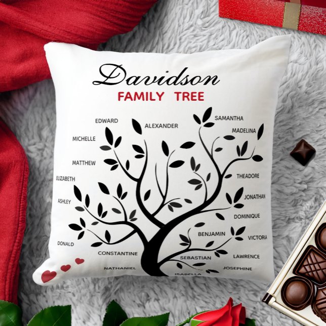 Personalized Big Family Tree (20 names) Throw Pillow (Creator Uploaded)