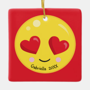 Personalized Big Heart Eyes Love Emoji Ornament