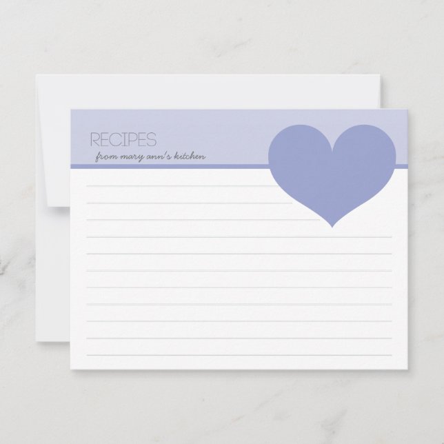 Personalized Big Heart Modern Recipes Cards (Front)