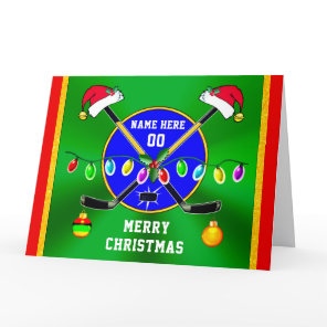 Personalized BIG, Hockey Christmas Cards, 3 SIZES Card