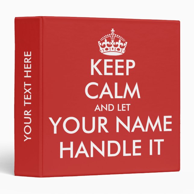 Personalized big keep calm ez turn office binder (Front/Spine)