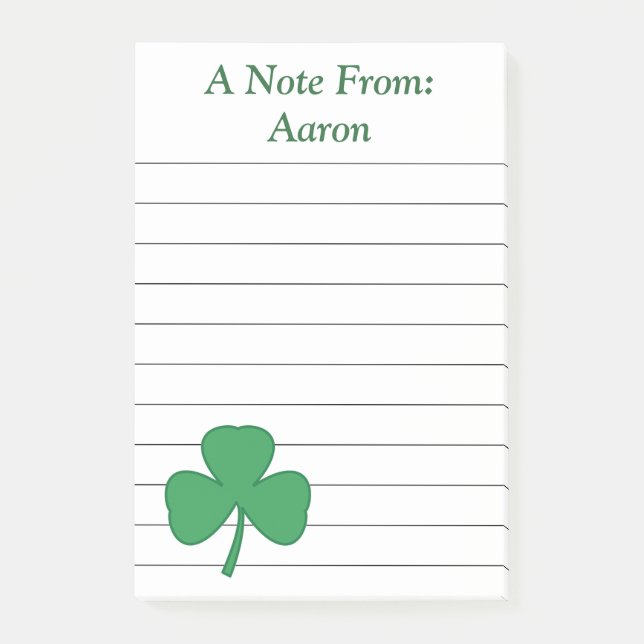 Personalized Big Shamrock Post It Notes (Front)