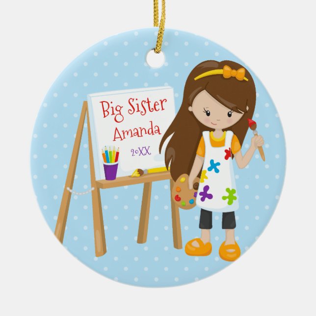 Personalized Big Sister Artist Christmas Ornament (Front)