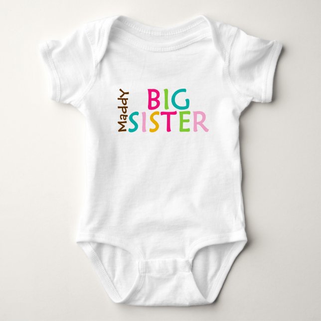Personalized Big Sister Baby One Sie Body Suit Baby Bodysuit (Front)