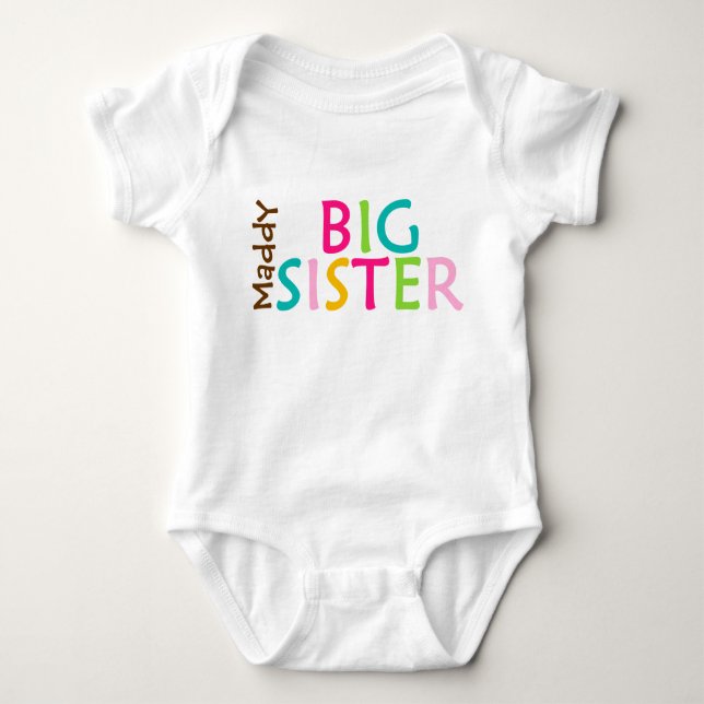 Personalized Big Sister Baby One Sie Body Suit Bodysuit (Front)