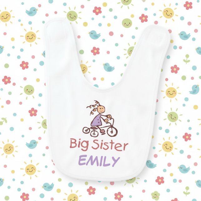 Personalized Big Sister Bib (Personalized big sister baby bib.)