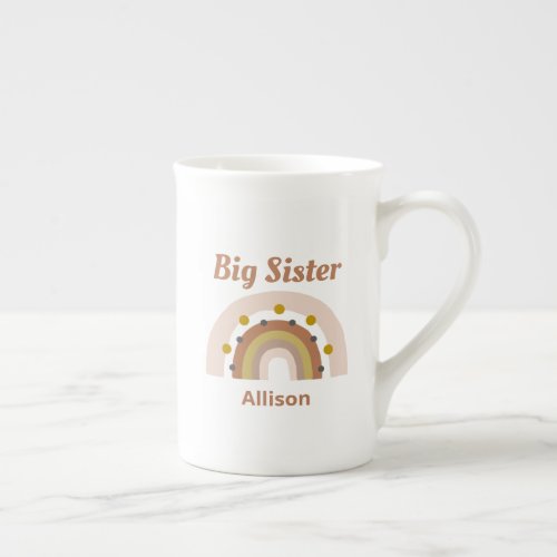 Personalized Big Sister Boho Rainbow Bone China Mug