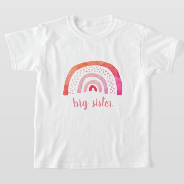 Personalized Big Sister Boho Rainbow T-Shirt (Laydown)