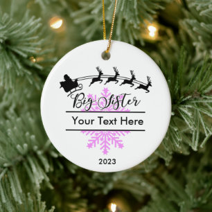 Personalized Big Sister Christmas Keepsake Ceramic Ornament