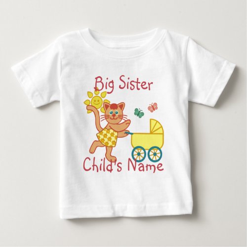 Personalized Big Sister Cute Cat Stroller Baby T_Shirt