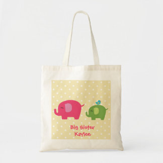 Personalized Big Sister Elephants Tote Bag