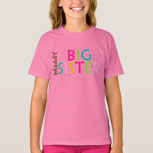 Personalized Big Sister Girls Ringer Tee Shirt (Front)