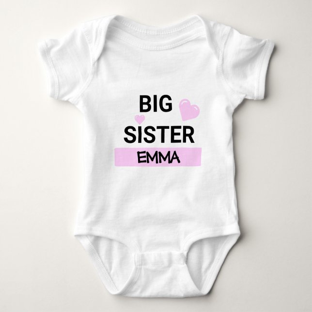 Personalized Big Sister Love  Baby Bodysuit (Front)