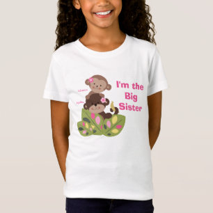 Personalized Big Sister Monkey Girls Kids Shirt