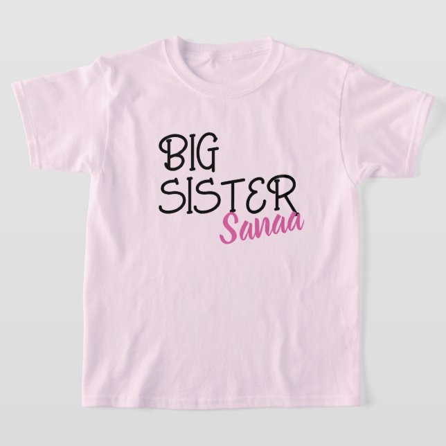Personalized Big Sister Pregnancy Announcement  T-Shirt (Laydown)