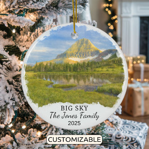Personalized Big Sky Ornament, Montana Ceramic Ornament