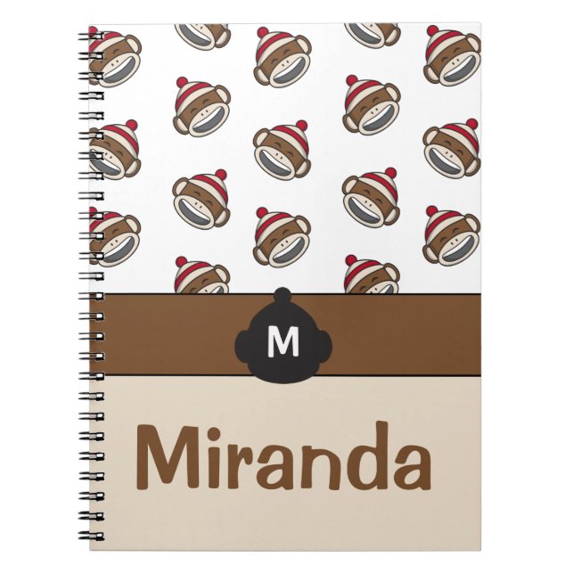 Personalized Big Smile Sock Monkey Emoji Notebook (Front)