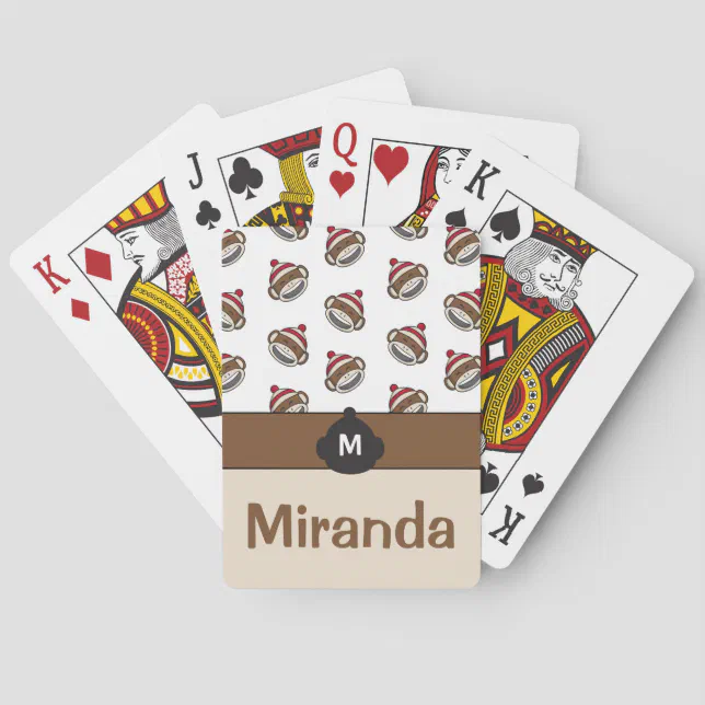 Personalized Big Smile Sock Monkey Emoji Playing Cards Zazzle