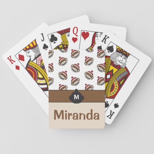 Personalized Big Smile Sock Monkey Emoji Poker Cards