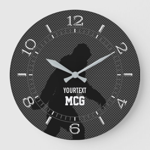 Personalized Bigfoot Black Silhouette Carbon Style Large Clock