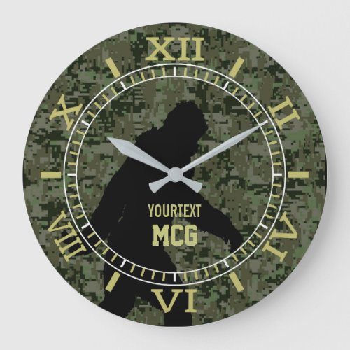 Personalized Bigfoot Sasquatch Camo Style Large Clock