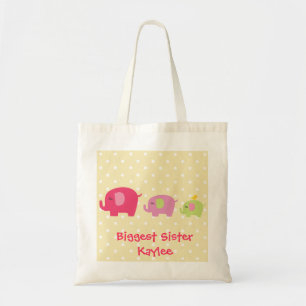 Personalized Biggest Sister Elephants Tote Bag