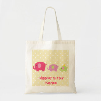 Personalized Biggest Sister Elephants Tote Bag
