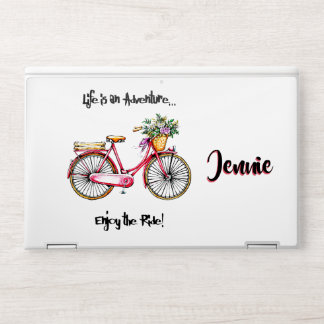 Personalized Bike And Flowers HP Laptop Skin