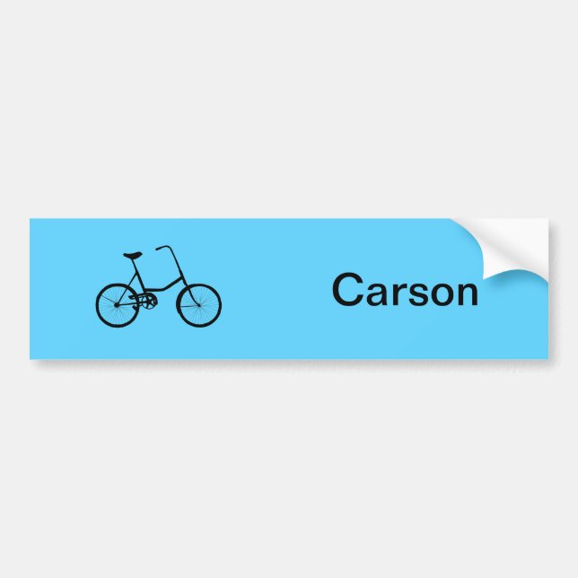 Personalized Bike Cyclist Blue Backdrop Bumper Sticker (Front)