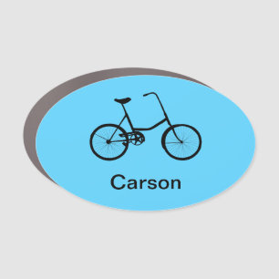 Personalized Bike Cyclist Blue Backdrop Car Magnet