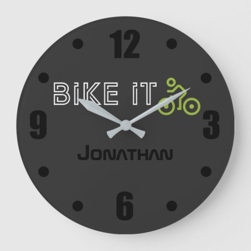 Personalized BIKE IT Green Biking Symbol Large Clock
