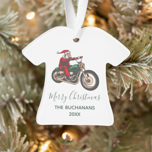Personalized Bike Rider Santa Christmas Family Ornament (Tree)
