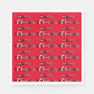 Personalized Bike Themed Tiled Graphic Birthday Napkins