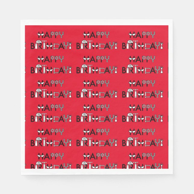 Personalized Bike Themed Tiled Graphic Birthday Napkins (Front)