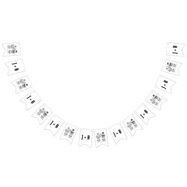 Personalized Biker Couple Wedding Bunting Flags (All)